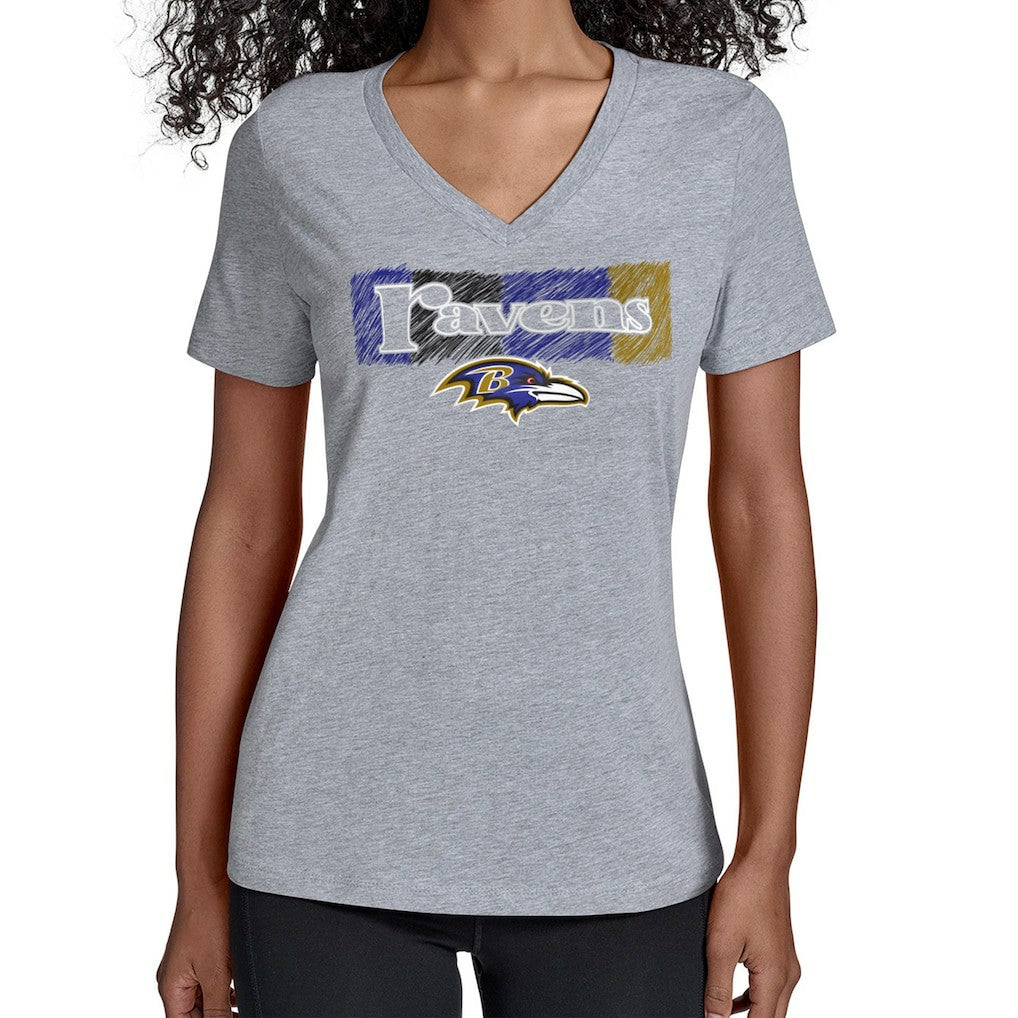 Baltimore Ravens Starter Women's Color Shading V-Neck T-Shirt Gray - NFL