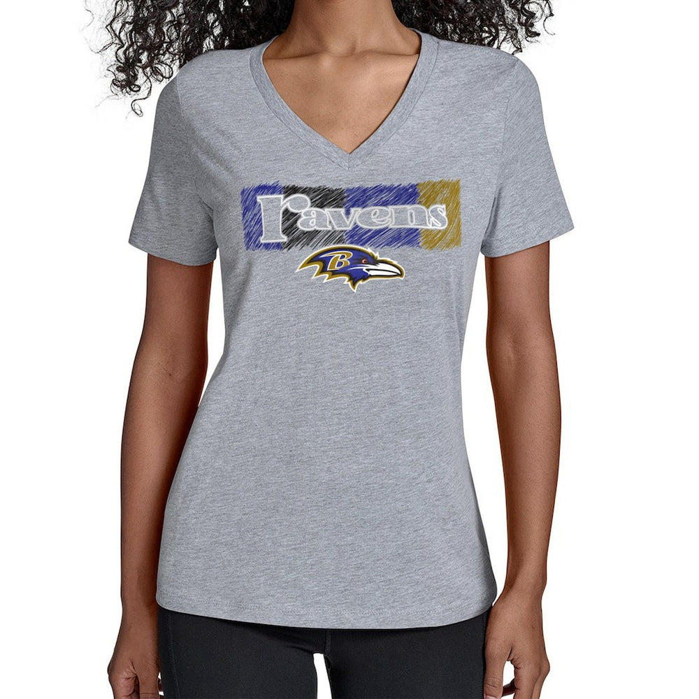 Baltimore Ravens Starter Women's Color Shading V-Neck T-Shirt Gray - NFL