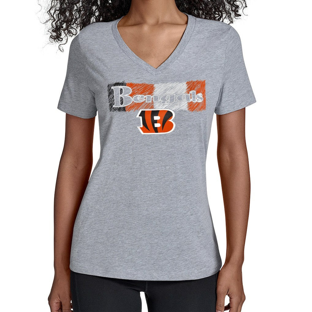 Cincinnati Bengals Starter Women's Color Shading V-Neck T-Shirt Gray - NFL