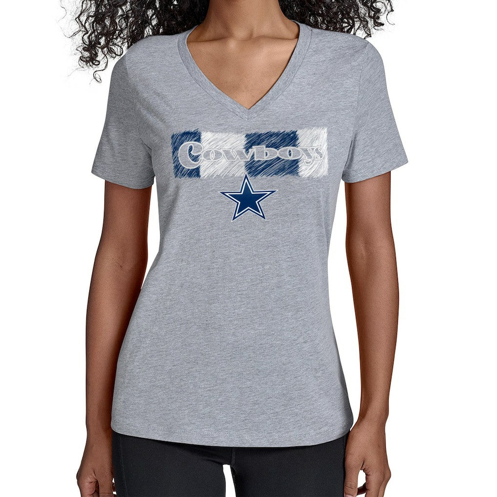 Dallas Cowboys Starter Women's Color Shading V-Neck T-Shirt Gray - NFL
