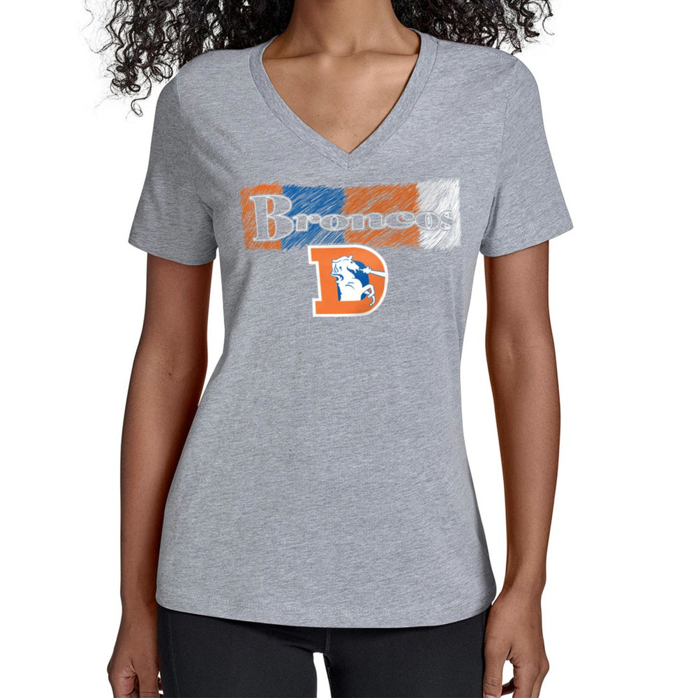 Denver Broncos Starter Women's Color Shading V-Neck T-Shirt Gray - NFL