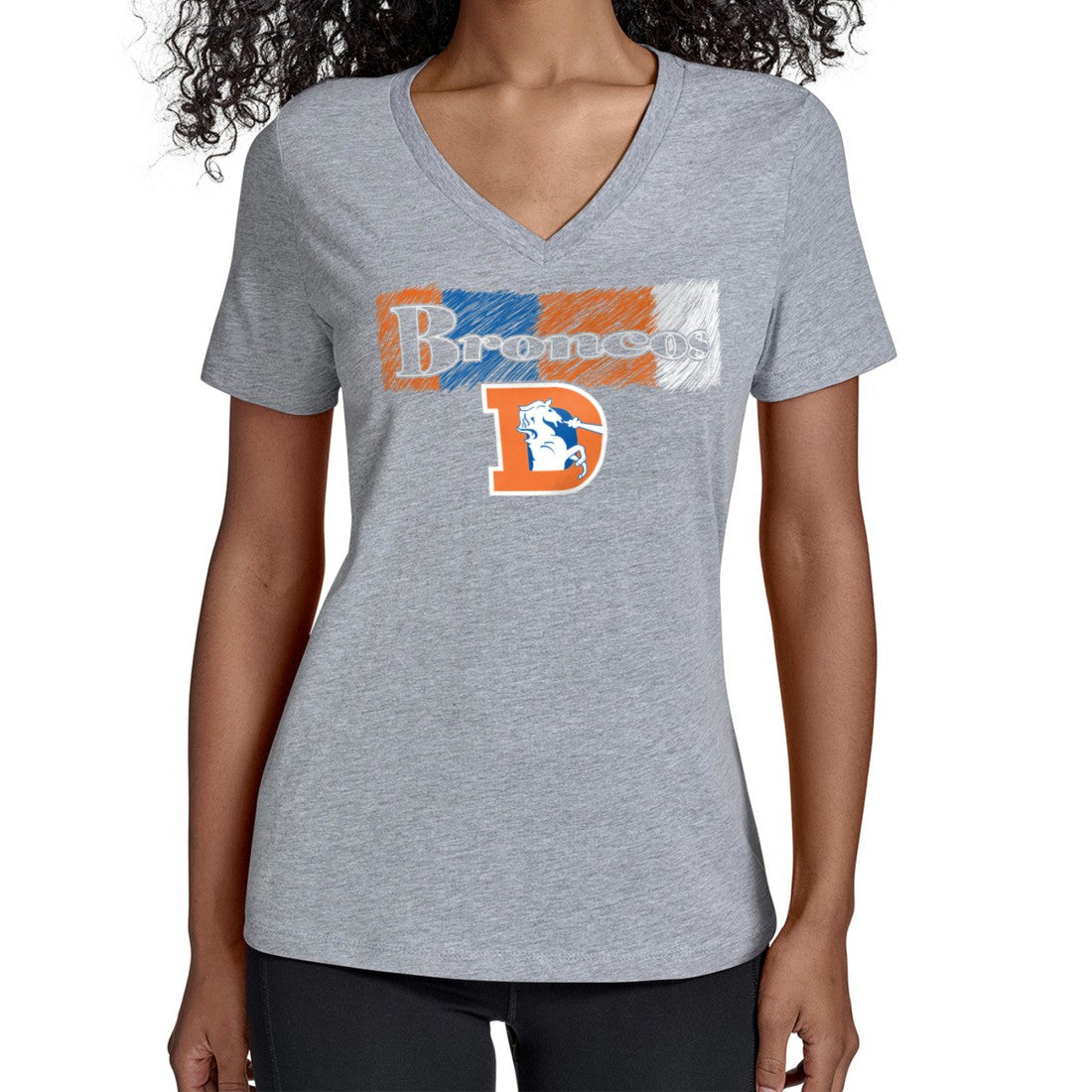 Denver Broncos Starter Women's Color Shading V-Neck T-Shirt Gray - NFL