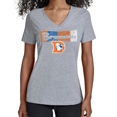 Denver Broncos Starter Women's Color Shading V-Neck T-Shirt Gray - NFL