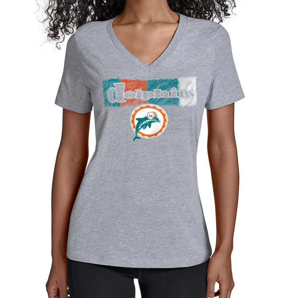 Miami Dolphins Starter Women's Color Shading V-Neck T-Shirt Gray - NFL