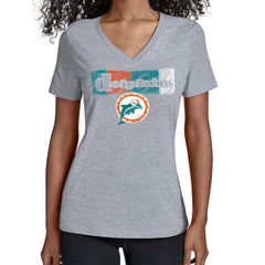 Miami Dolphins Starter Women's Color Shading V-Neck T-Shirt Gray - NFL