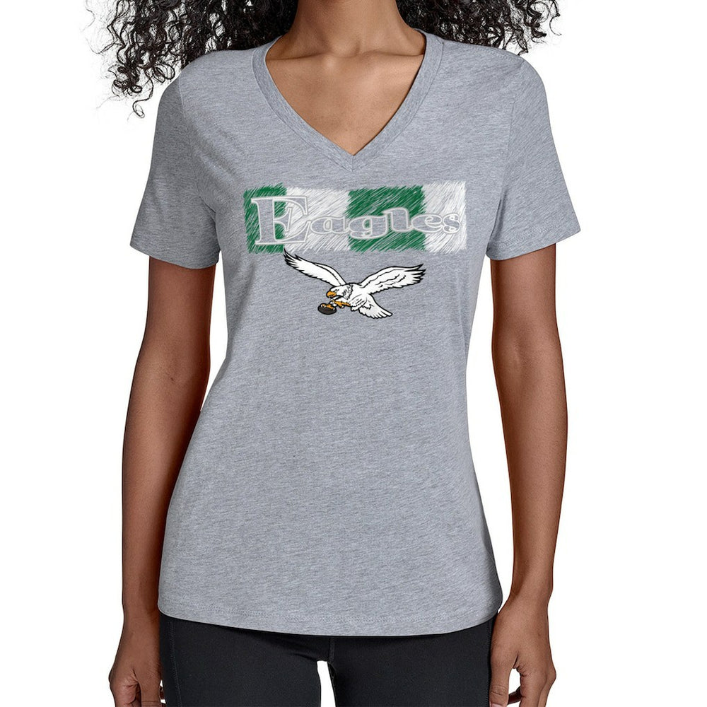 Philadelphia Eagles Starter Women's Color Shading V-Neck T-Shirt Gray - NFL