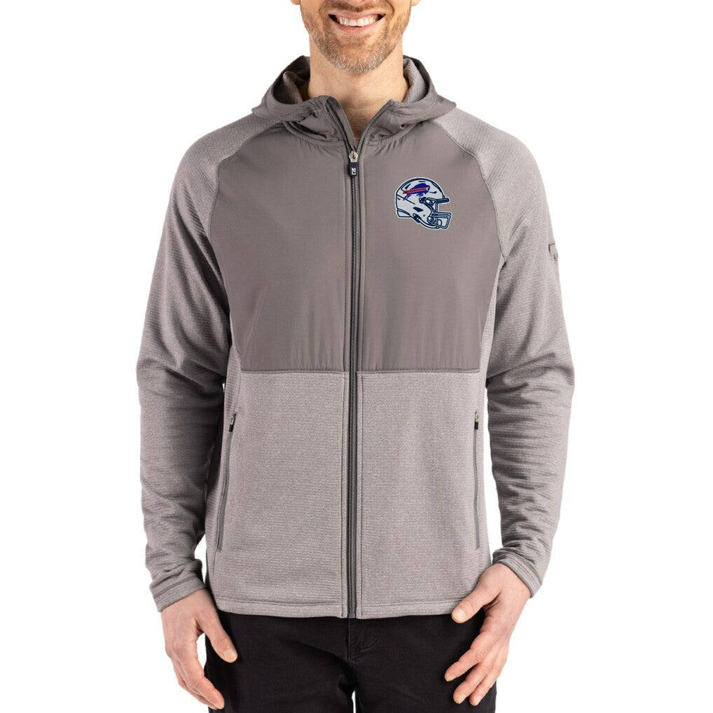 Buffalo Bills Cutter & Buck Peshastin Eco Fleece Recycled Raglan Full-Zip Tri-Blend Hybrid Jacket Heather Gray - NFL
