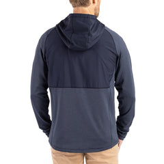 Chicago Bears Cutter & Buck Peshastin Eco Fleece Recycled Raglan Full-Zip Tri-Blend Hybrid Jacket Heather Navy - NFL