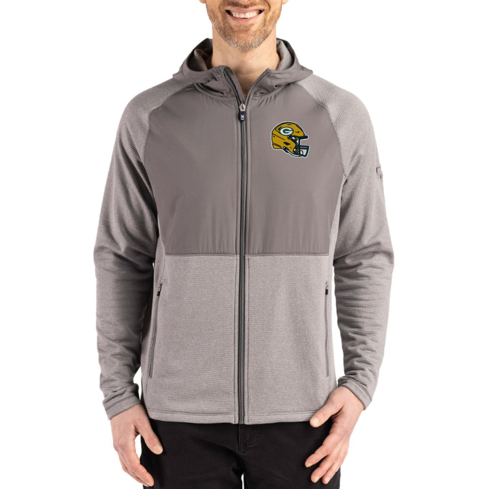Green Bay Packers Cutter & Buck Peshastin Eco Fleece Recycled Raglan Full-Zip Tri-Blend Hybrid Jacket Heather Gray - NFL