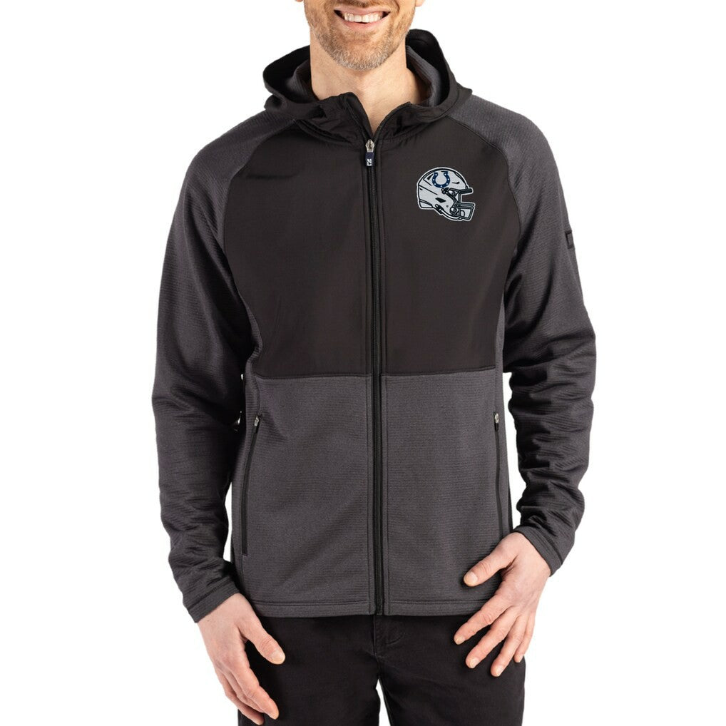 Indianapolis Colts Cutter & Buck Peshastin Eco Fleece Recycled Raglan Full-Zip Tri-Blend Hybrid Jacket Heather Black - NFL