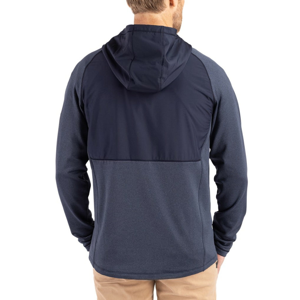 New England Patriots Cutter & Buck Peshastin Eco Fleece Recycled Raglan Full-Zip Tri-Blend Hybrid Jacket Heather Navy - NFL