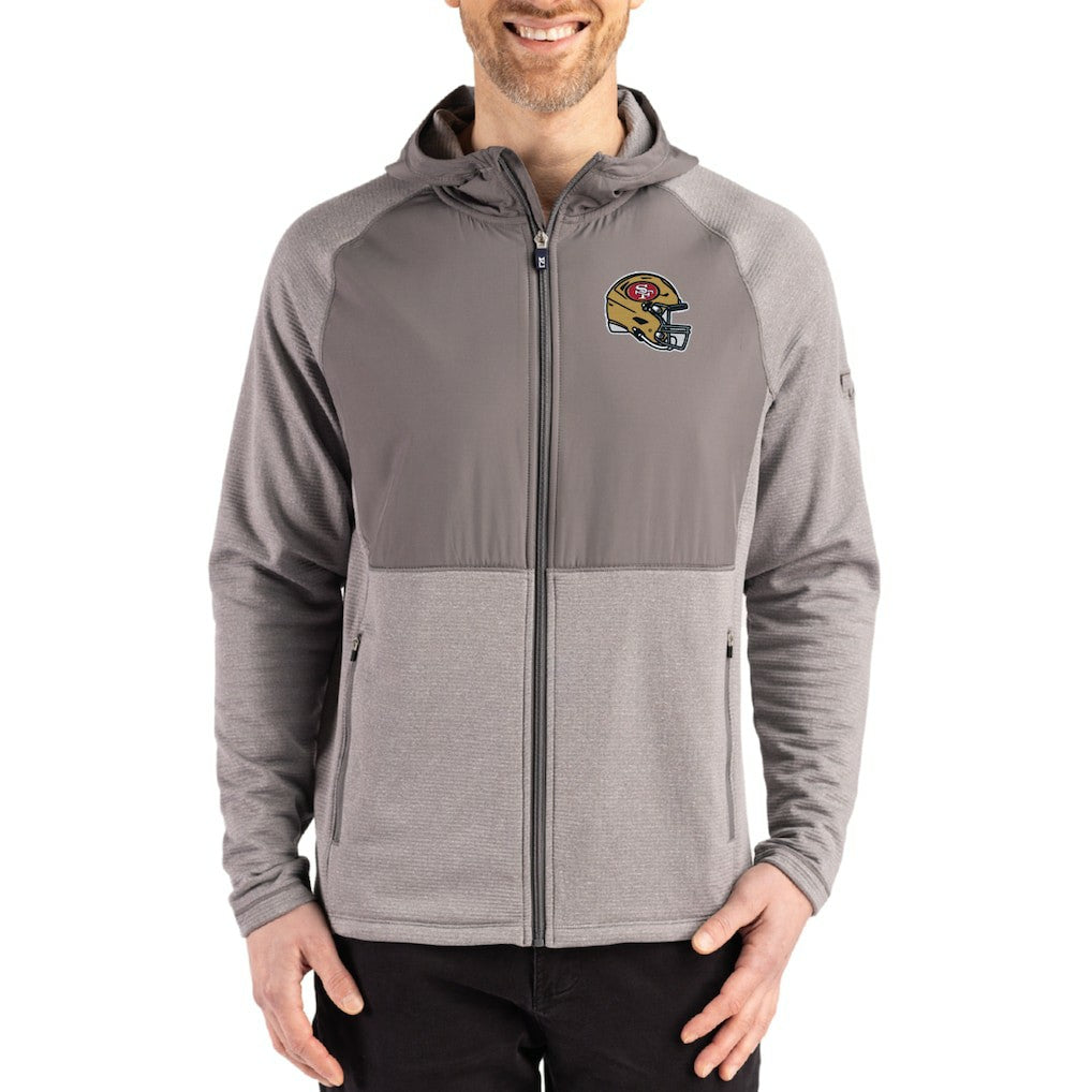 San Francisco 49ers Cutter & Buck Peshastin Eco Fleece Recycled Raglan Full-Zip Tri-Blend Hybrid Jacket Heather Gray - NFL