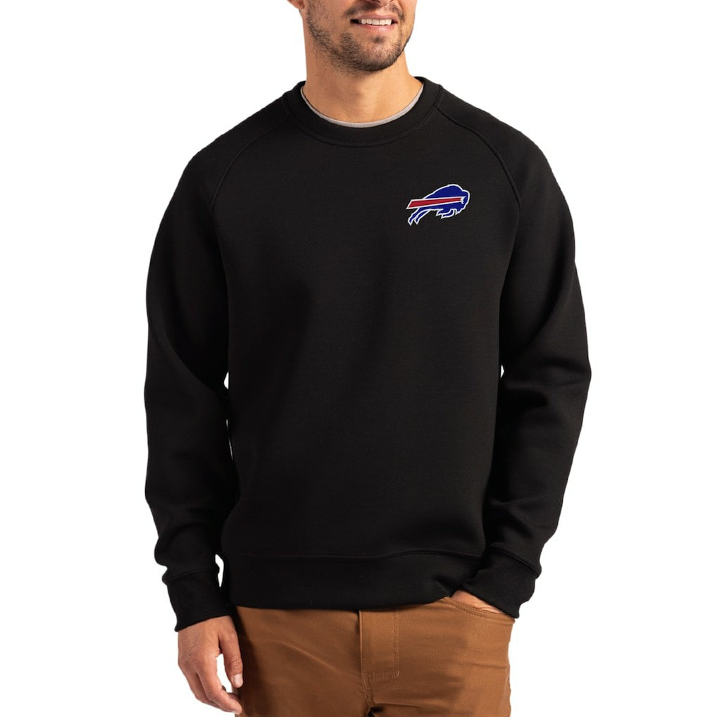 Buffalo Bills Cutter & Buck Primary Logo Roam Recycled Raglan Pullover Sweatshirt Black - NFL