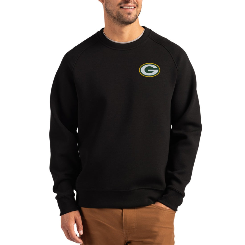 Green Bay Packers Cutter & Buck Primary Logo Roam Recycled Raglan Pullover Sweatshirt Black - NFL