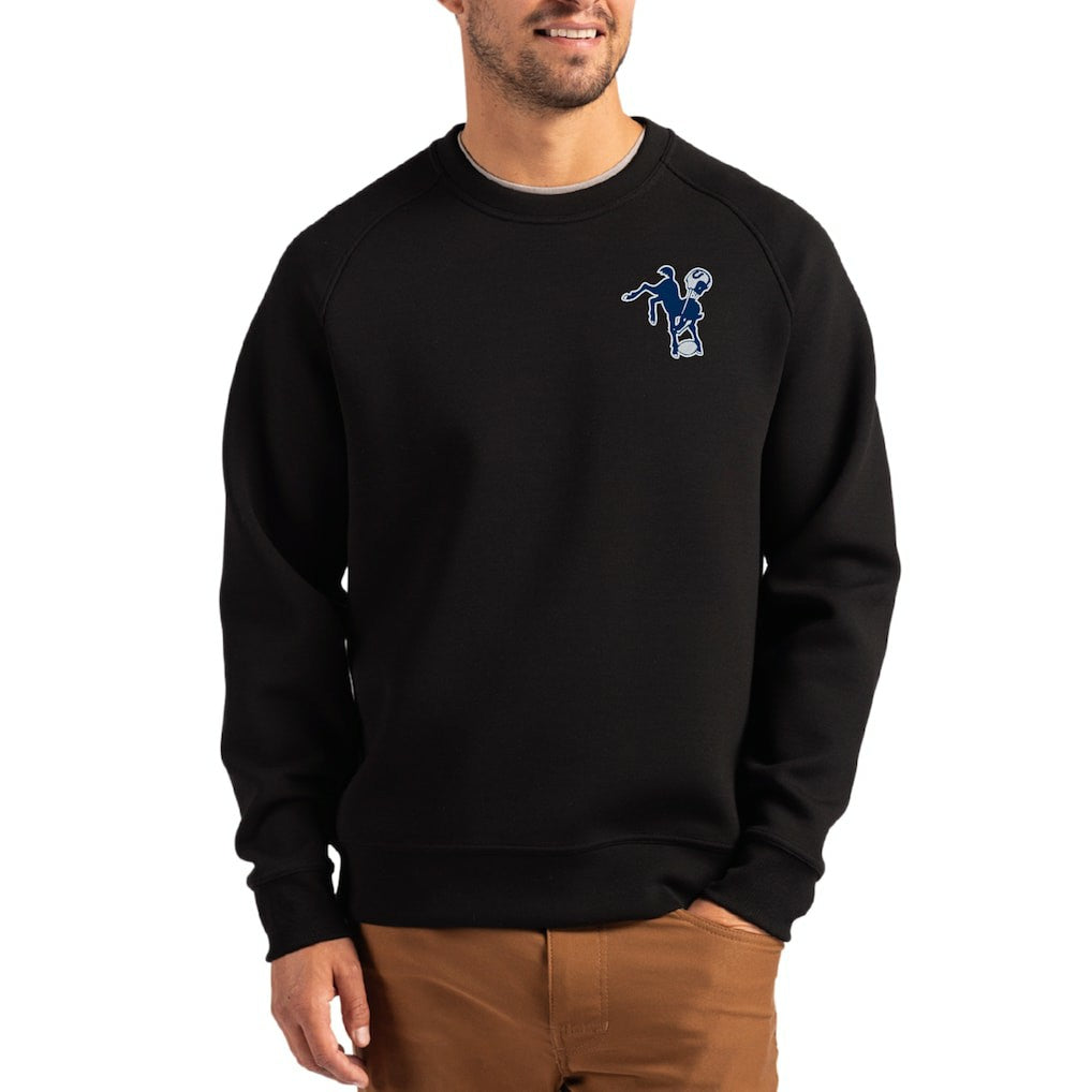Indianapolis Colts Cutter & Buck Throwback Roam Recycled Raglan Pullover Sweatshirt Black - NFL