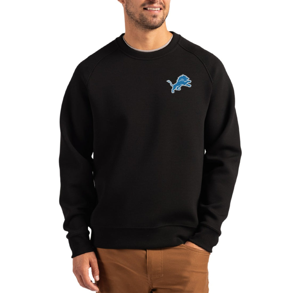Detroit Lions Cutter & Buck Primary Logo Roam Recycled Raglan Pullover Sweatshirt Black - NFL