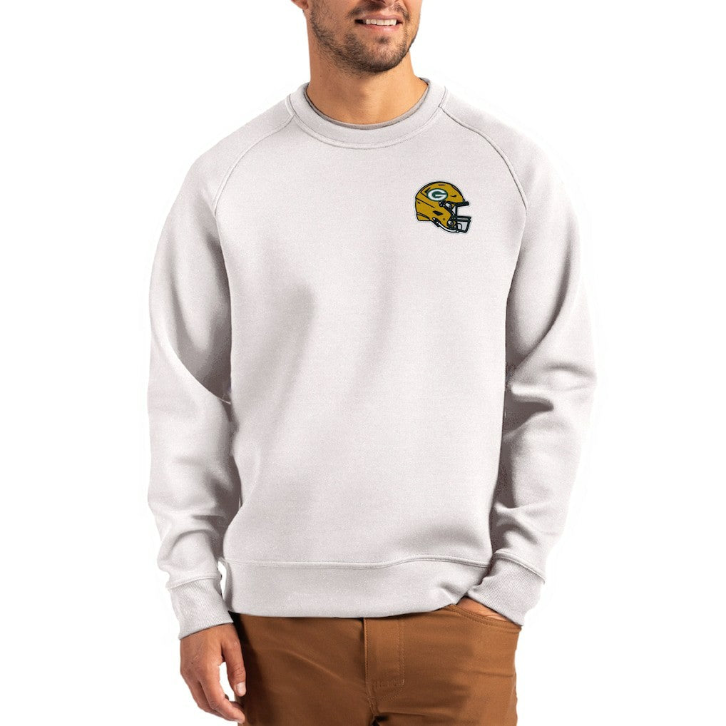 Green Bay Packers Cutter & Buck Helmet Roam Recycled Raglan Pullover Sweatshirt Gray - NFL