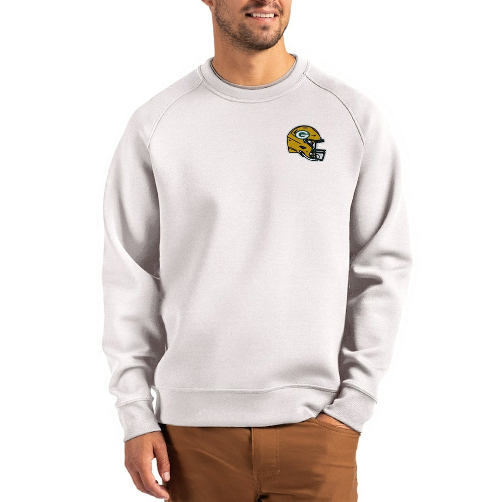 Green Bay Packers Cutter & Buck Helmet Roam Recycled Raglan Pullover Sweatshirt Gray - NFL