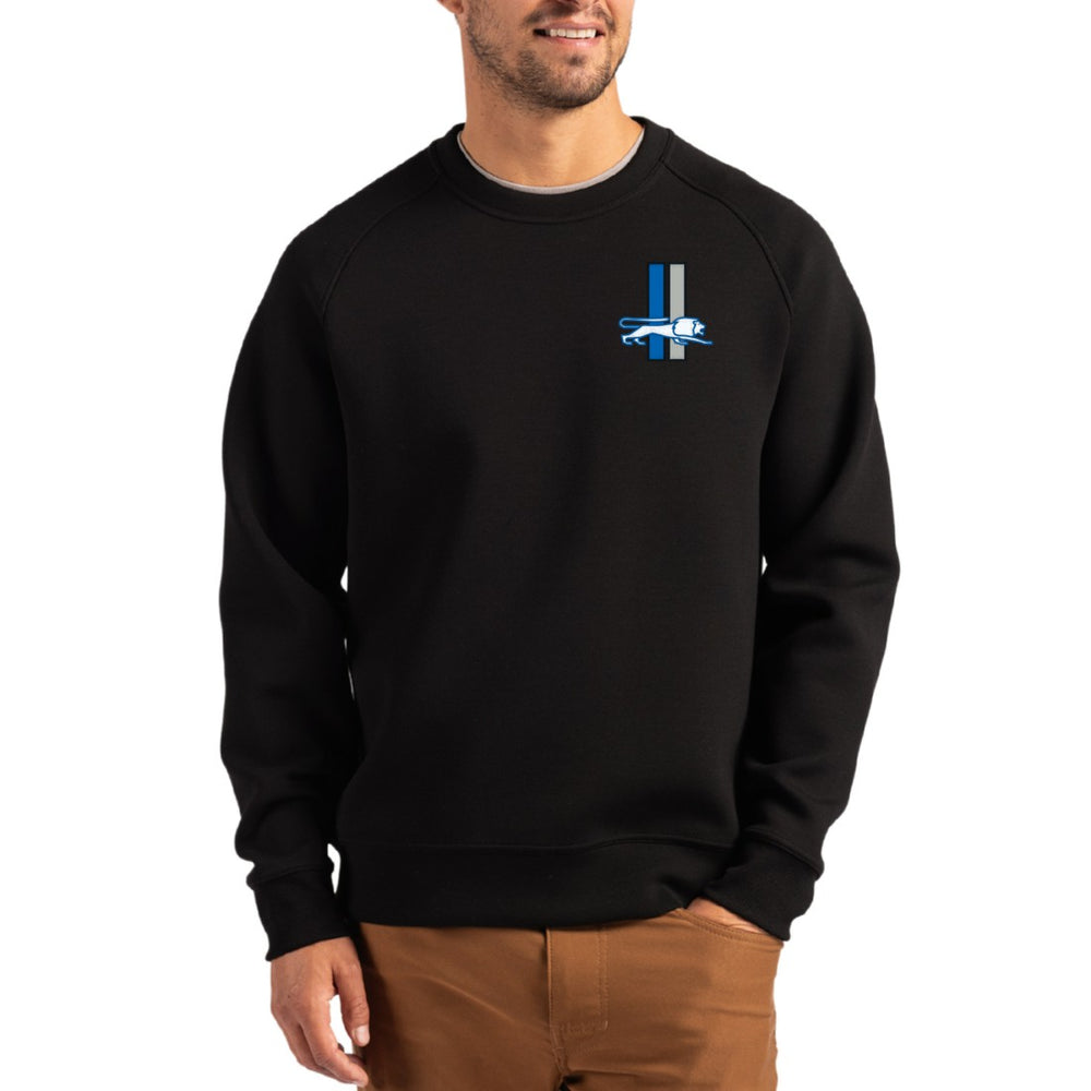 Detroit Lions Cutter & Buck Throwback Roam Recycled Raglan Pullover Sweatshirt Black - NFL
