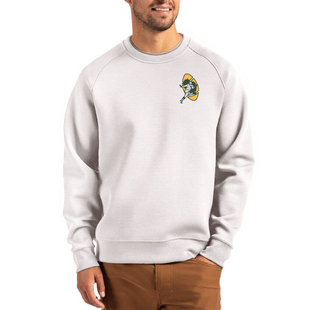 Green Bay Packers Cutter & Buck Throwback Roam Recycled Raglan Pullover Sweatshirt Gray - NFL