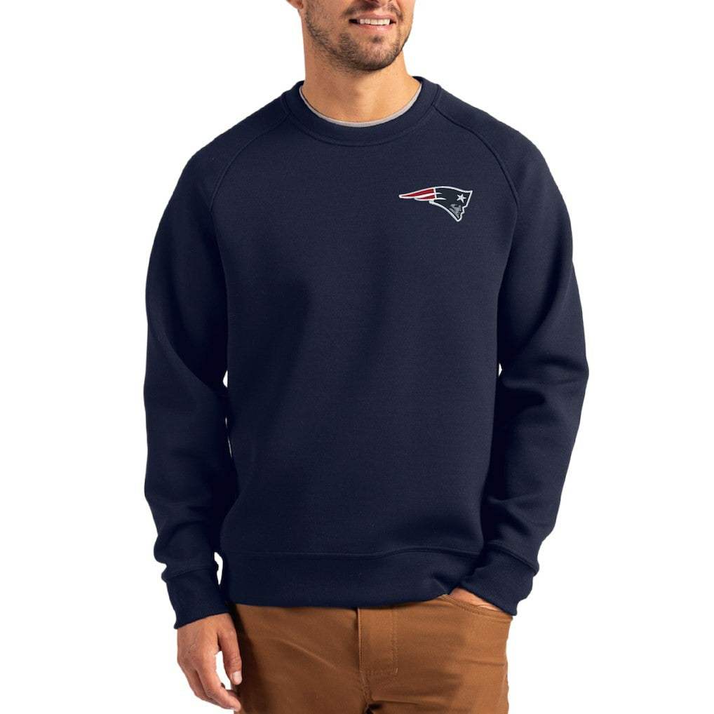 New England Patriots Cutter & Buck Primary Logo Roam Recycled Raglan Pullover Sweatshirt Navy - NFL