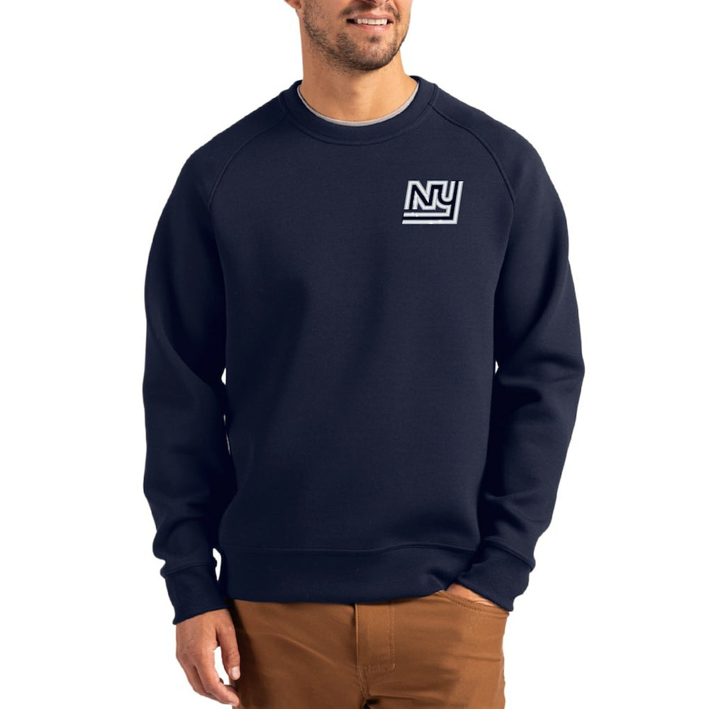 New York Giants Cutter & Buck Throwback Roam Recycled Raglan Pullover Sweatshirt Navy - NFL