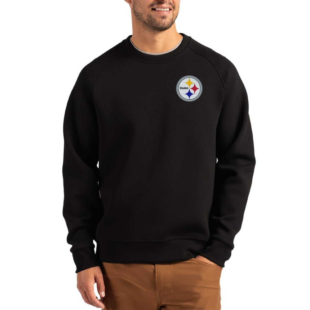 Pittsburgh Steelers Cutter & Buck Primary Logo Roam Recycled Raglan Pullover Sweatshirt Black - NFL