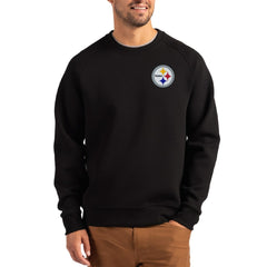 Pittsburgh Steelers Cutter & Buck Primary Logo Roam Recycled Raglan Pullover Sweatshirt Black - NFL