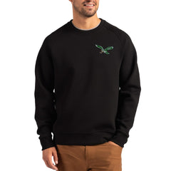 Philadelphia Eagles Cutter & Buck Throwback Roam Recycled Raglan Pullover Sweatshirt Black - NFL