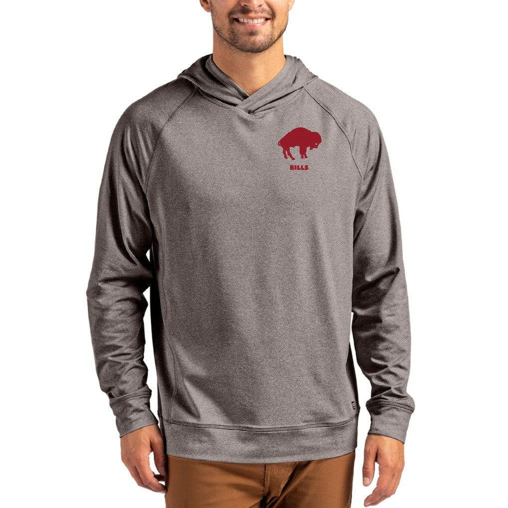 Buffalo Bills Cutter & Buck Adapt Historic Knit Recycled Raglan Pullover Hoodie Heather Gray - NFL