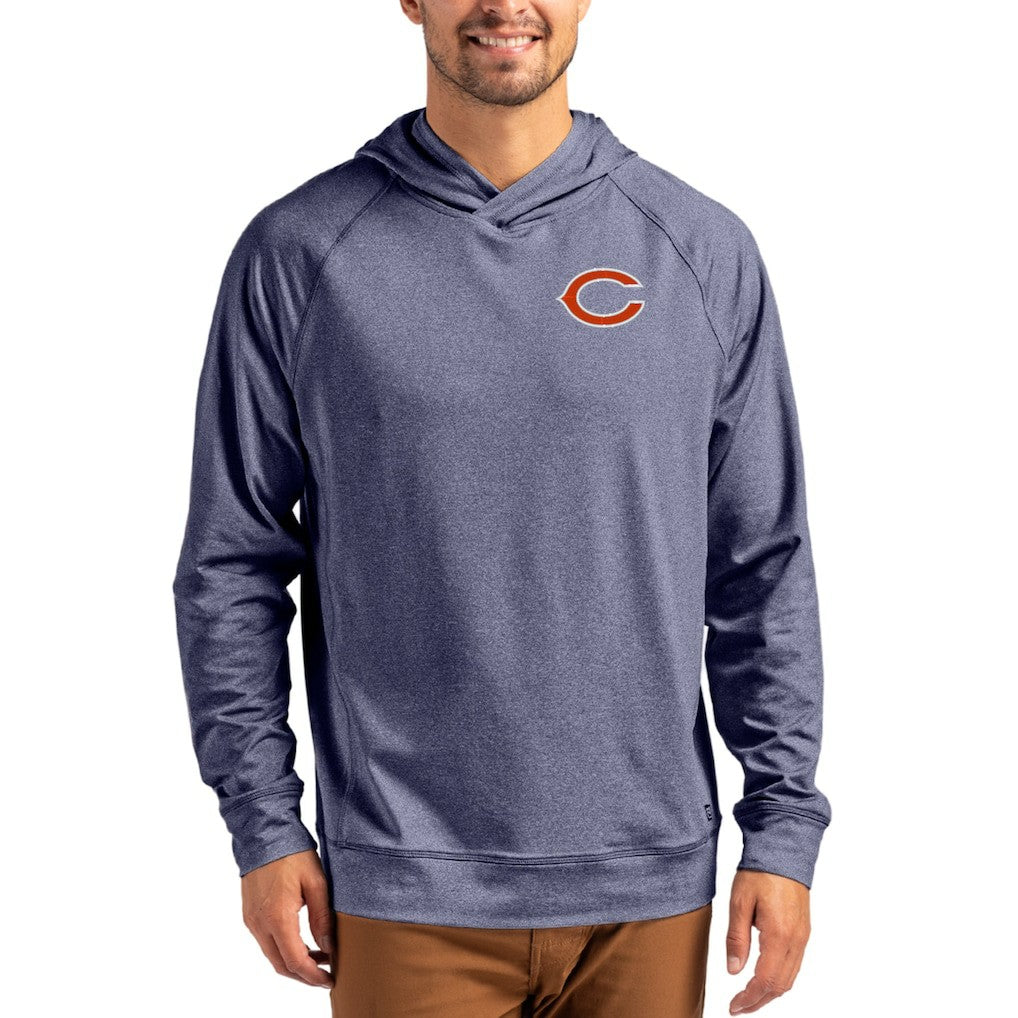 Chicago Bears Cutter & Buck Adapt Knit Recycled Raglan Pullover Hoodie Heather Navy - NFL