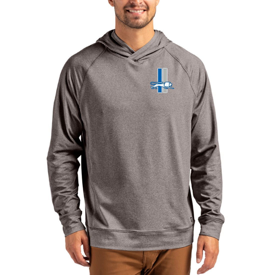 Detroit Lions Cutter & Buck Adapt Historic Knit Recycled Raglan Pullover Hoodie Heather Gray - NFL