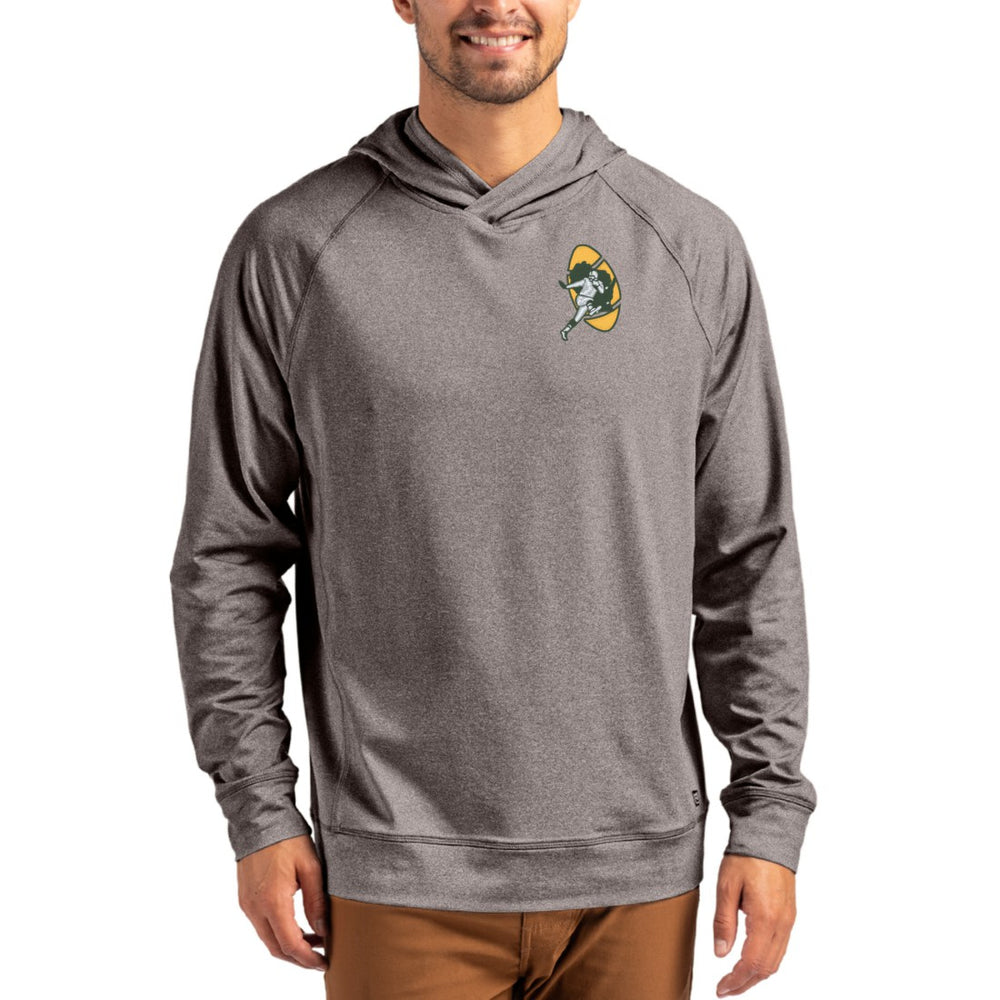 Green Bay Packers Cutter & Buck Adapt Historic Knit Recycled Raglan Pullover Hoodie Heather Gray - NFL