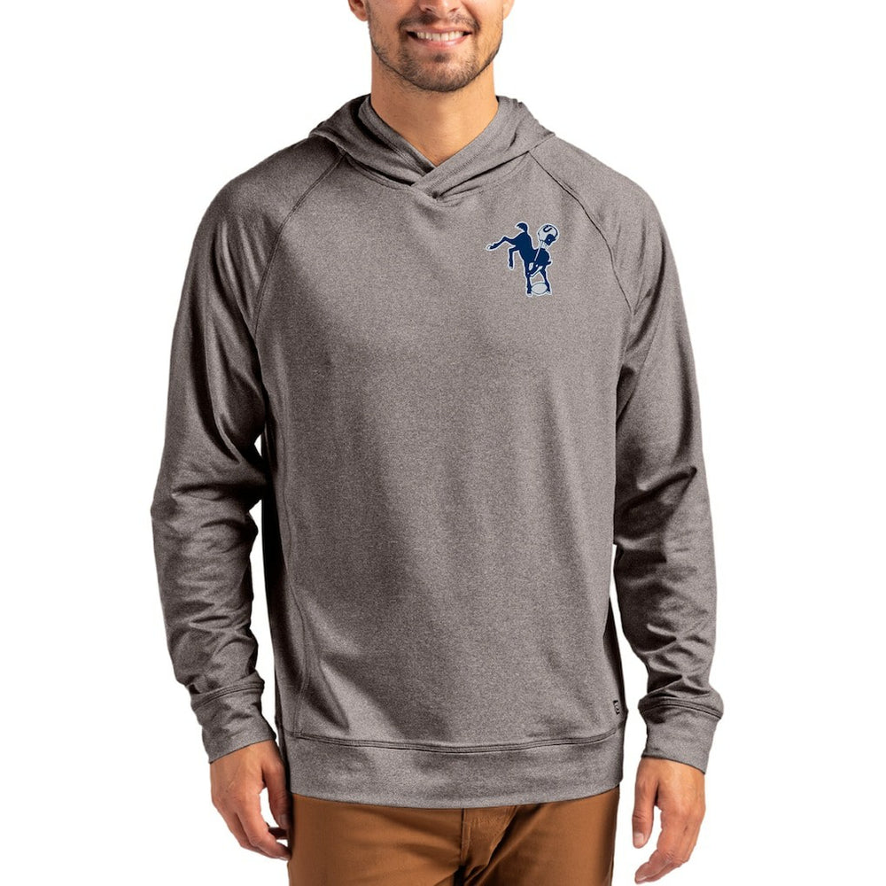 Indianapolis Colts Cutter & Buck Adapt Historic Knit Recycled Raglan Pullover Hoodie Heather Gray - NFL