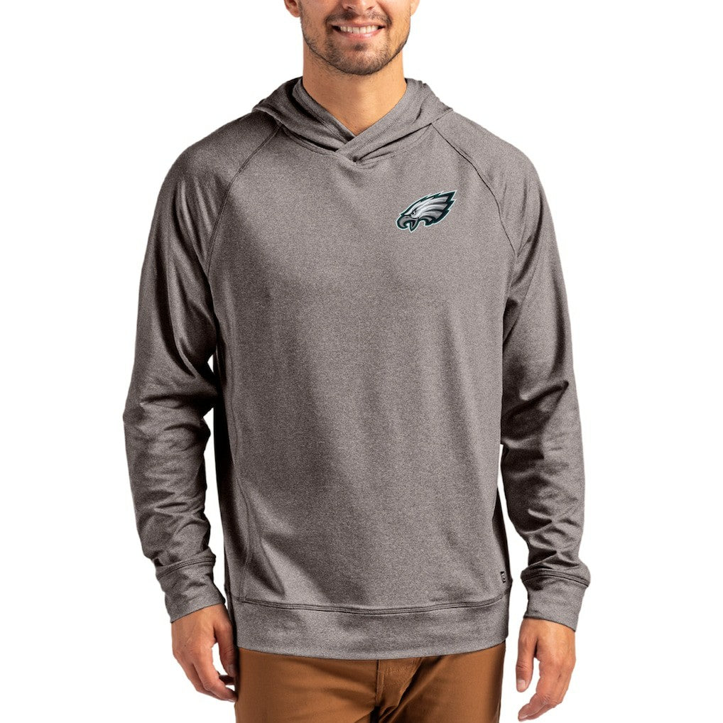 Philadelphia Eagles Cutter & Buck Adapt Knit Recycled Raglan Pullover Hoodie Heather Gray - NFL