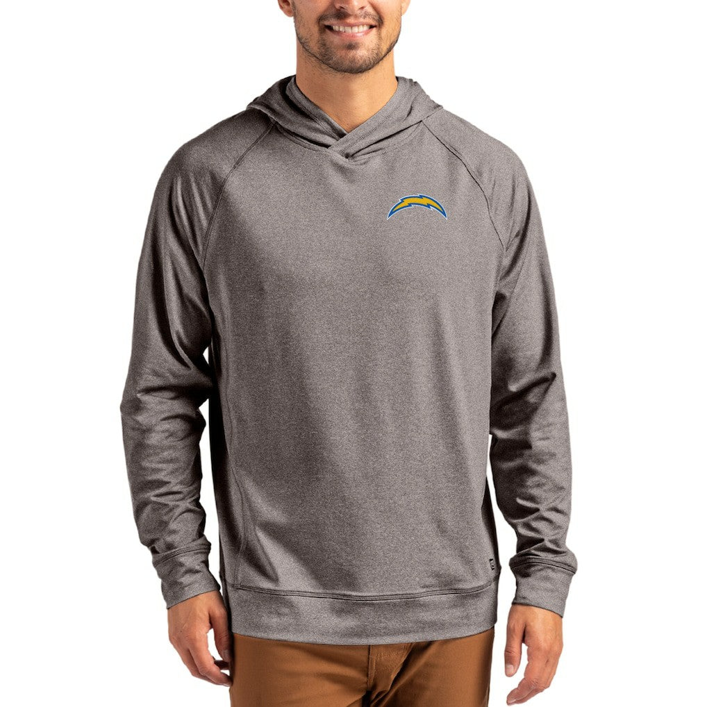 Los Angeles Chargers Cutter & Buck Adapt Knit Recycled Raglan Pullover Hoodie Heather Gray - NFL