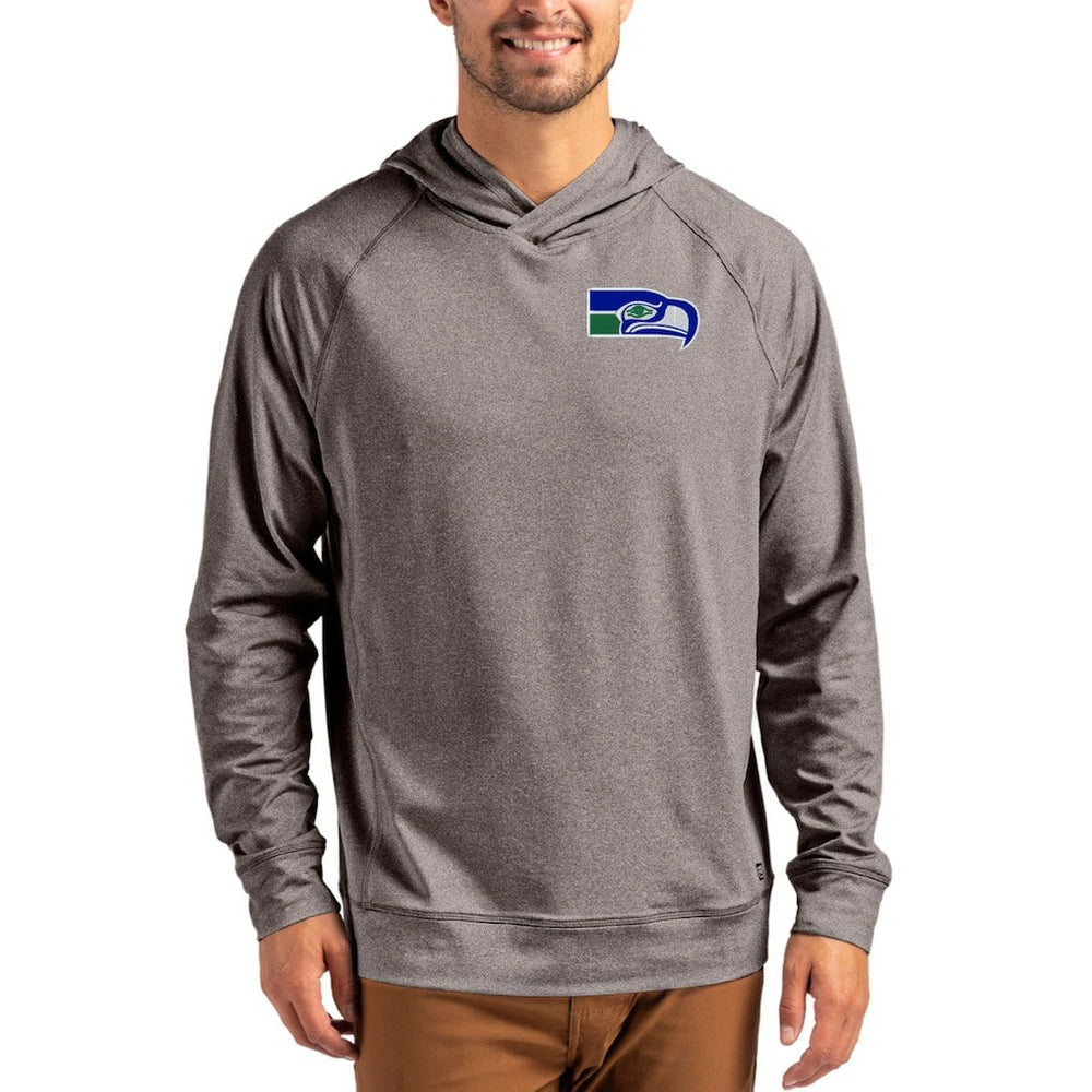 Seattle Seahawks Cutter & Buck Adapt Historic Knit Recycled Raglan Pullover Hoodie Heather Gray - NFL