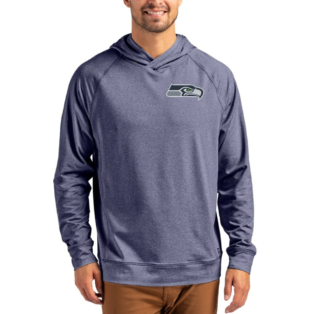 Seattle Seahawks Cutter & Buck Adapt Knit Recycled Raglan Pullover Hoodie Heather Navy - NFL