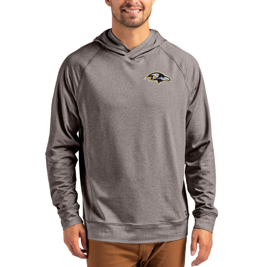 Baltimore Ravens Cutter & Buck Adapt Knit Recycled Raglan Pullover Hoodie Heather Gray - NFL