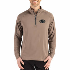 San Francisco 49ers Cutter & Buck Adapt Eco Knit Stretch Recycled Quarter-Zip Pullover Brown - NFL