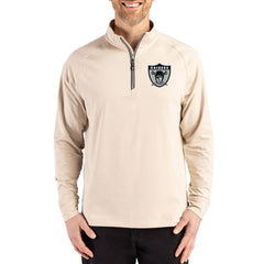 Las Vegas Raiders Cutter & Buck Adapt Eco Knit Stretch Recycled Quarter-Zip Pullover Tan - NFL
