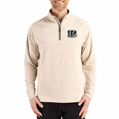 Cincinnati Bengals Cutter & Buck Adapt Eco Knit Stretch Recycled Quarter-Zip Pullover Tan - NFL