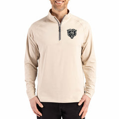Chicago Bears Cutter & Buck Adapt Eco Knit Stretch Recycled Quarter-Zip Pullover Tan - NFL