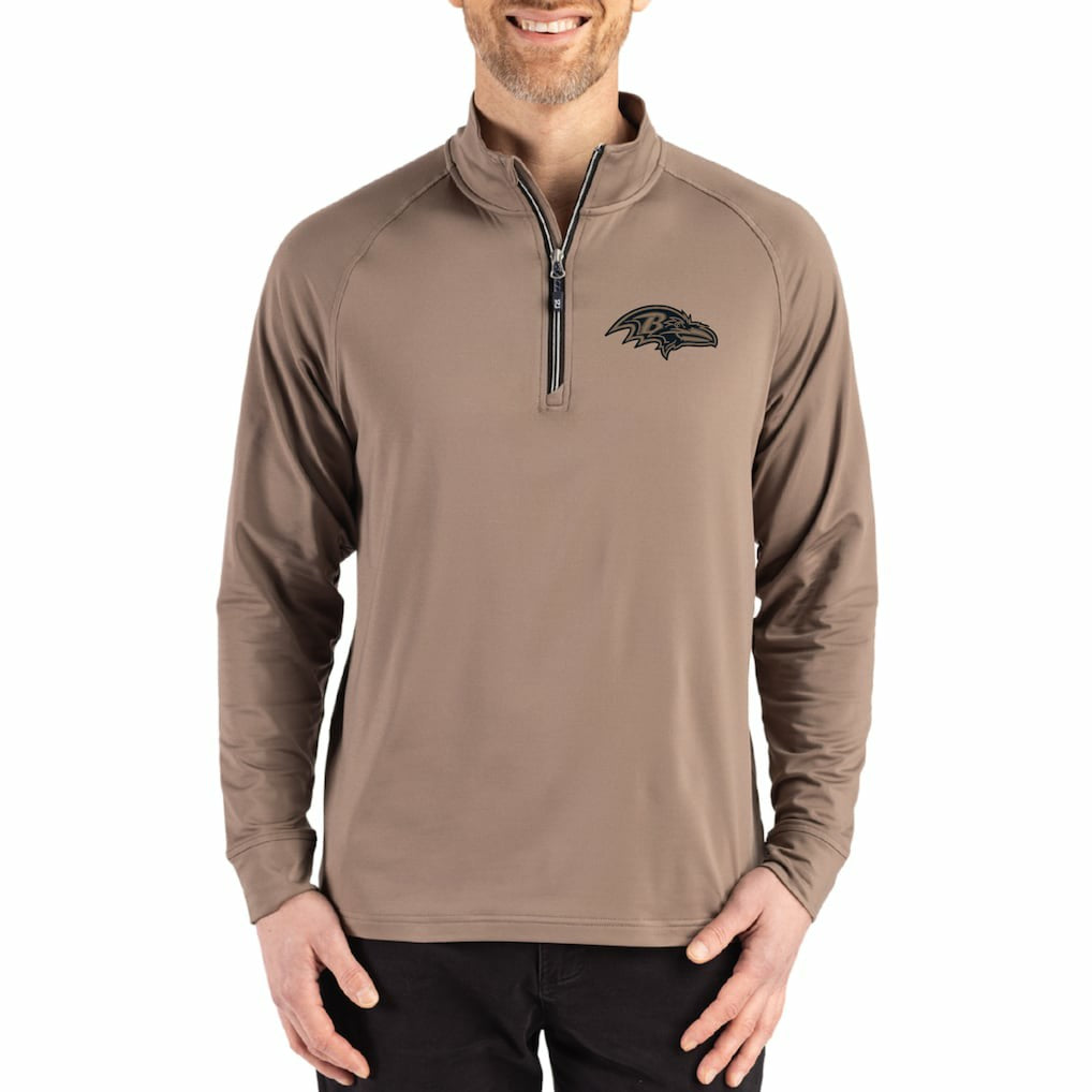 Baltimore Ravens Cutter & Buck Adapt Eco Knit Stretch Recycled Quarter-Zip Pullover Brown - NFL