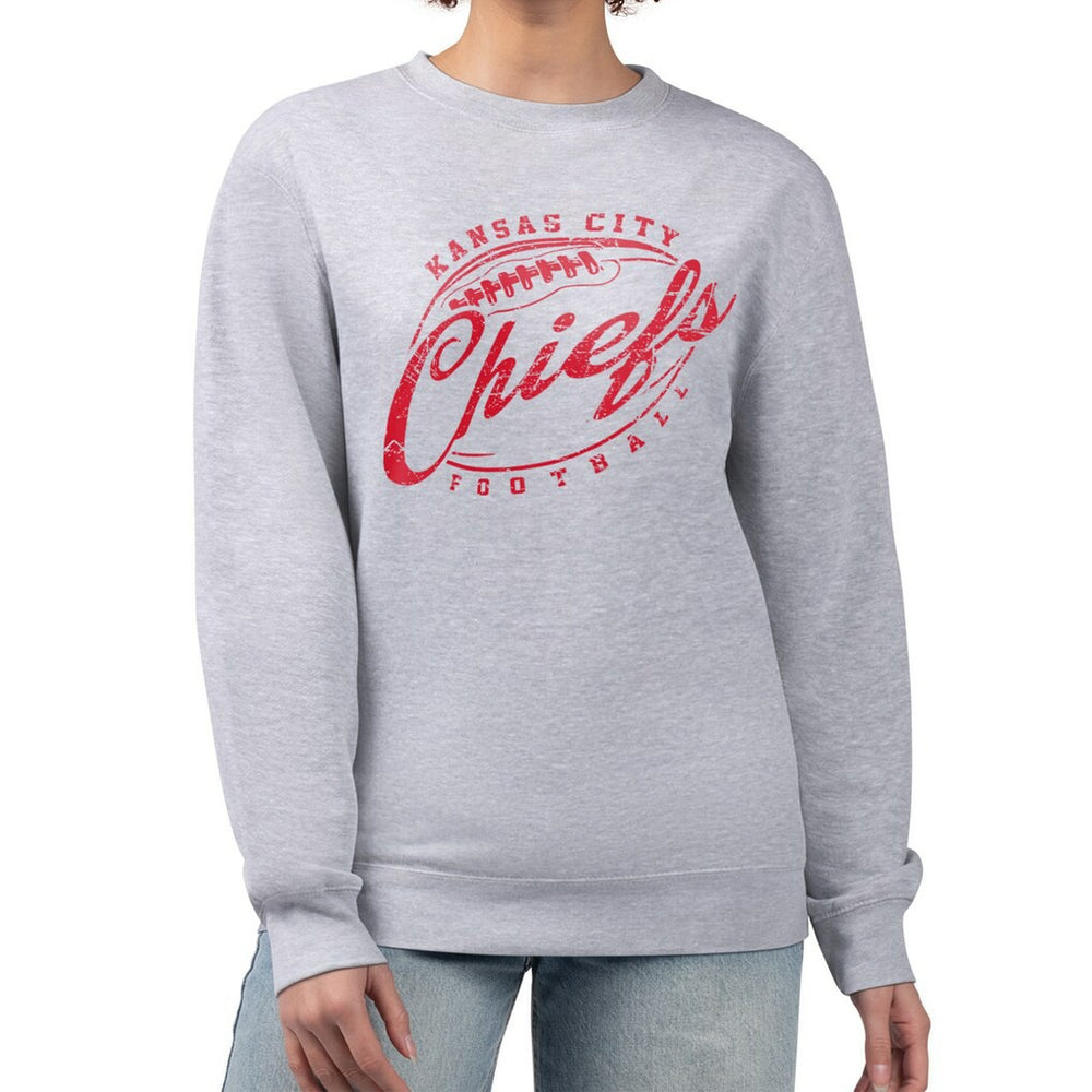 Kansas City Chiefs G-III 4Her by Carl Banks Women's Distressed Graphics Fleece Pullover Sweatshirt Gray - NFL
