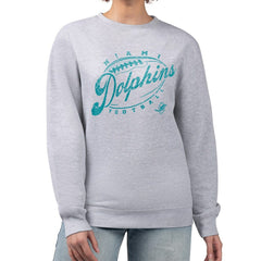 Miami Dolphins G-III 4Her by Carl Banks Women's Distressed Graphics Fleece Pullover Sweatshirt Gray - NFL