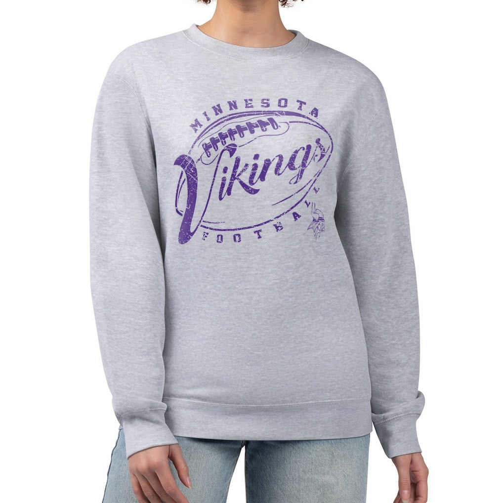 Minnesota Vikings G-III 4Her by Carl Banks Women's Distressed Graphics Fleece Pullover Sweatshirt Gray - NFL