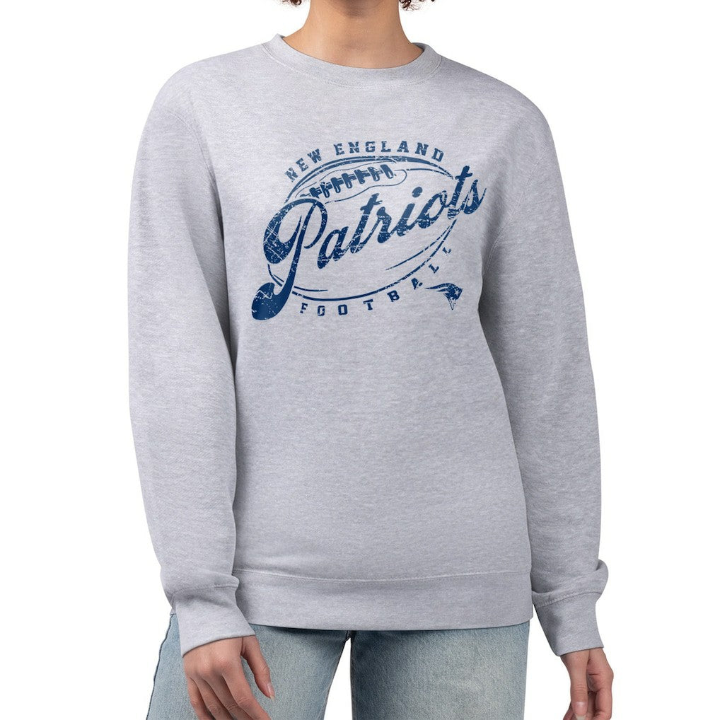 New England Patriots G-III 4Her by Carl Banks Women's Distressed Graphics Fleece Pullover Sweatshirt Gray - NFL