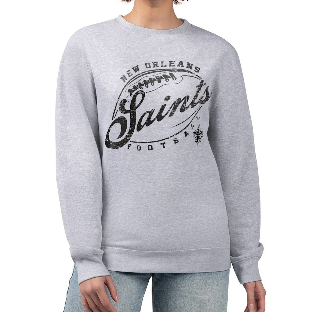 New Orleans Saints G-III 4Her by Carl Banks Women's Distressed Graphics Fleece Pullover Sweatshirt Gray - NFL