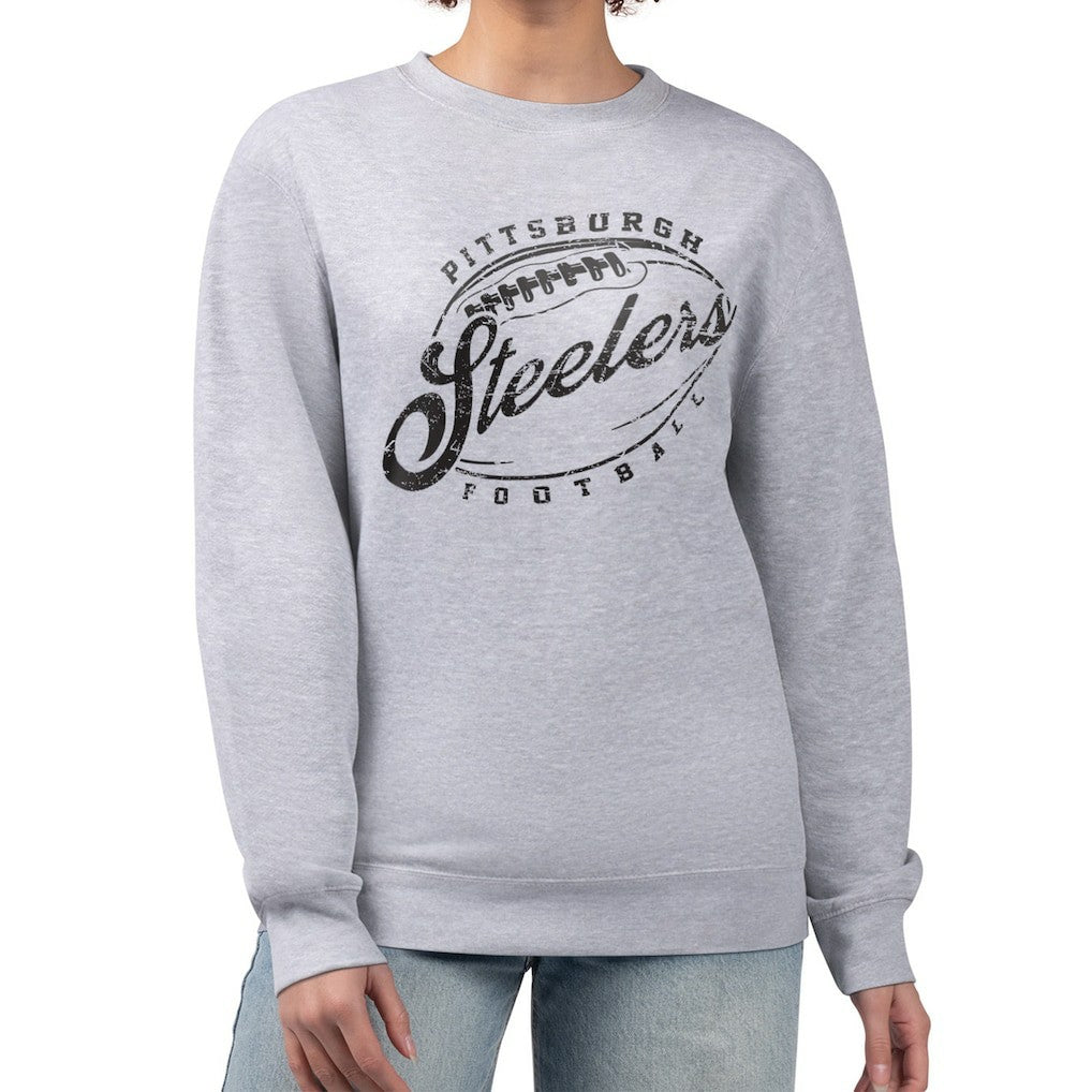 Pittsburgh Steelers G-III 4Her by Carl Banks Women's Distressed Graphics Fleece Pullover Sweatshirt Gray - NFL
